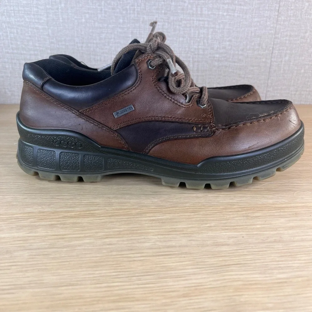 ECCO Track Gore-Tex Brown Leather Oxford Hiking Shoes Men'sUS 7-7.5  Waterproof